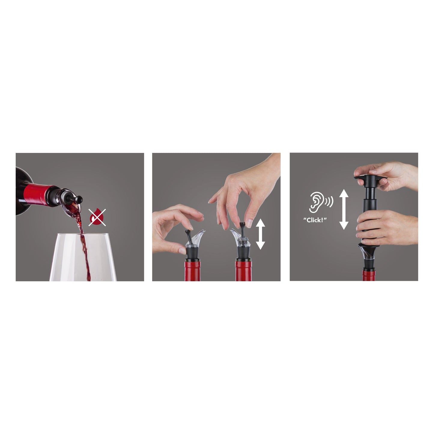 VACU VIN WINE SERVER & STOPPER BLACK, 2PCS