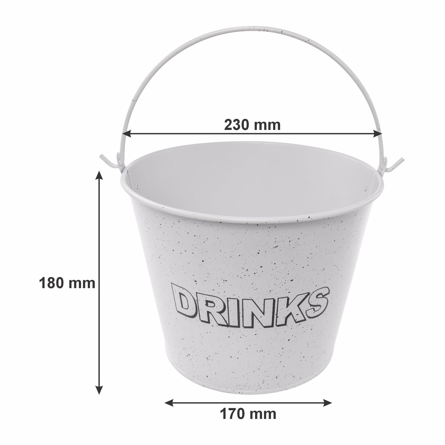 BAR BUTLER ICE BUCKET WITH HANDLE WHITE AND MOTTLED BLACK, 5LT