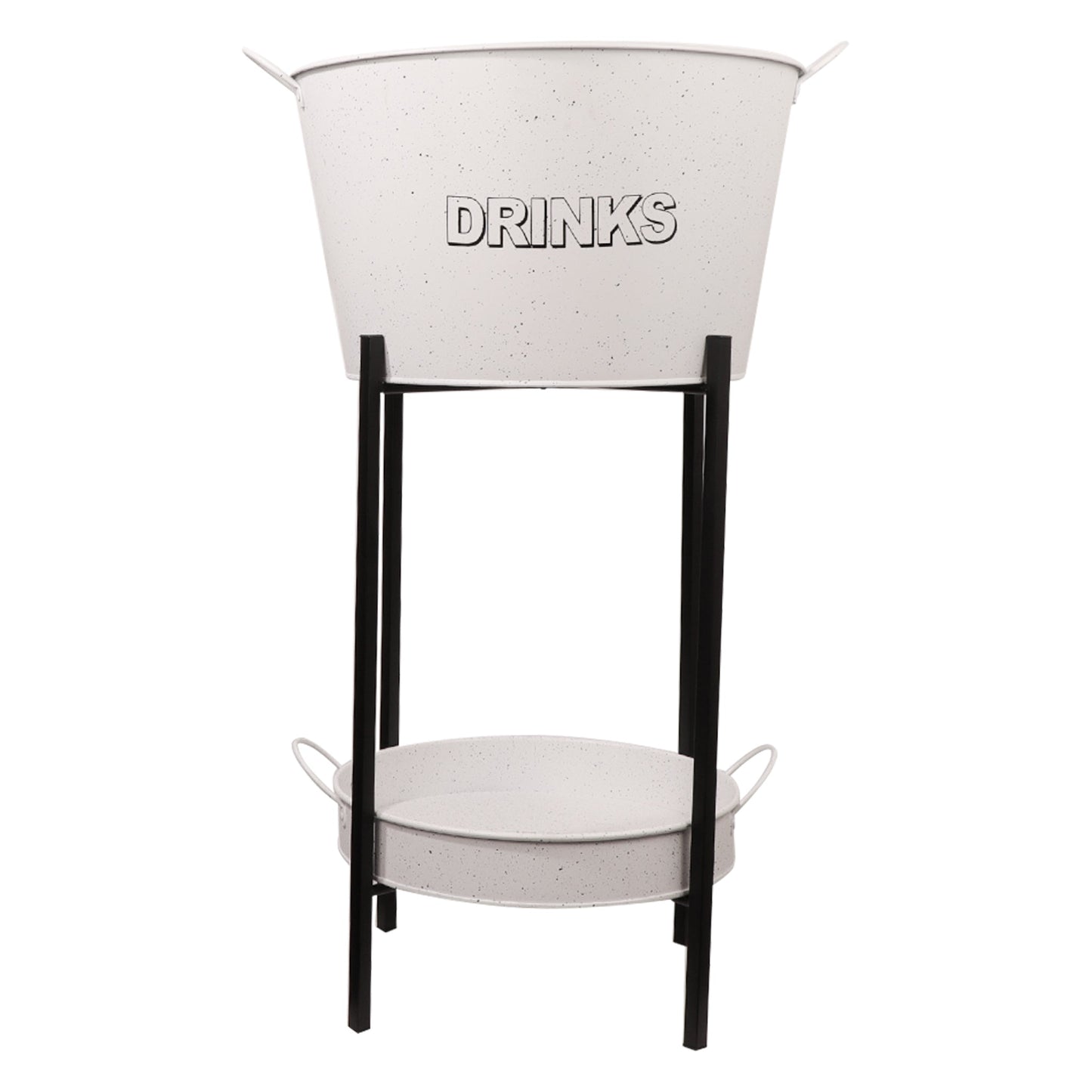 BAR BUTLER WINE BUCKET WITH HANDLES WHITE MOTTLED BLACK 18LT ON BLACK STAND