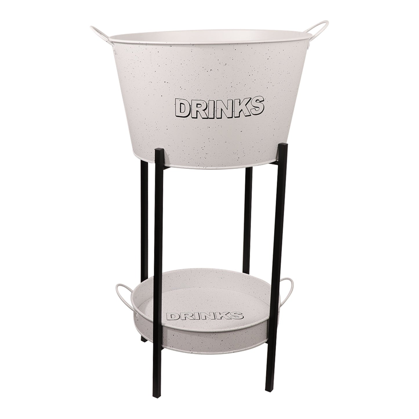 BAR BUTLER WINE BUCKET WITH HANDLES WHITE MOTTLED BLACK 18LT ON BLACK STAND