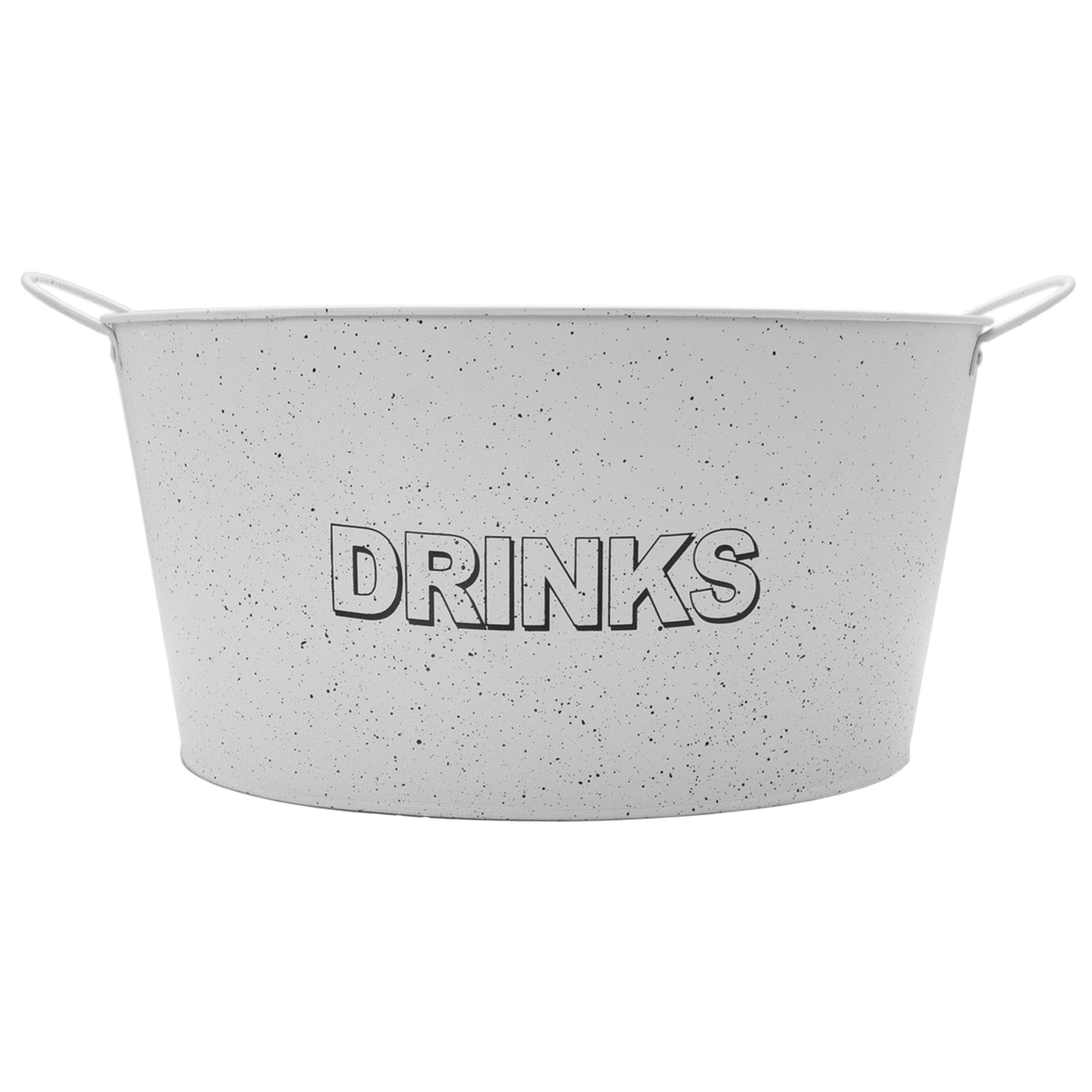 BAR BUTLER OVAL WINE TUB WITH HANDLES WHITE AND MOTTLED BLACK, 13 LT
