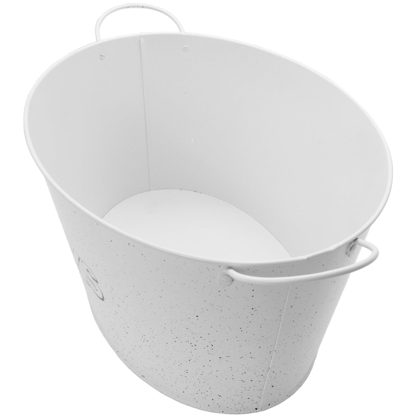 BAR BUTLER OVAL WINE TUB WITH HANDLES WHITE AND MOTTLED BLACK, 13 LT