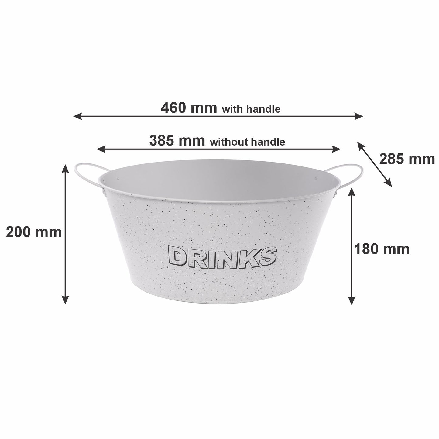BAR BUTLER OVAL WINE TUB WITH HANDLES WHITE AND MOTTLED BLACK, 13 LT