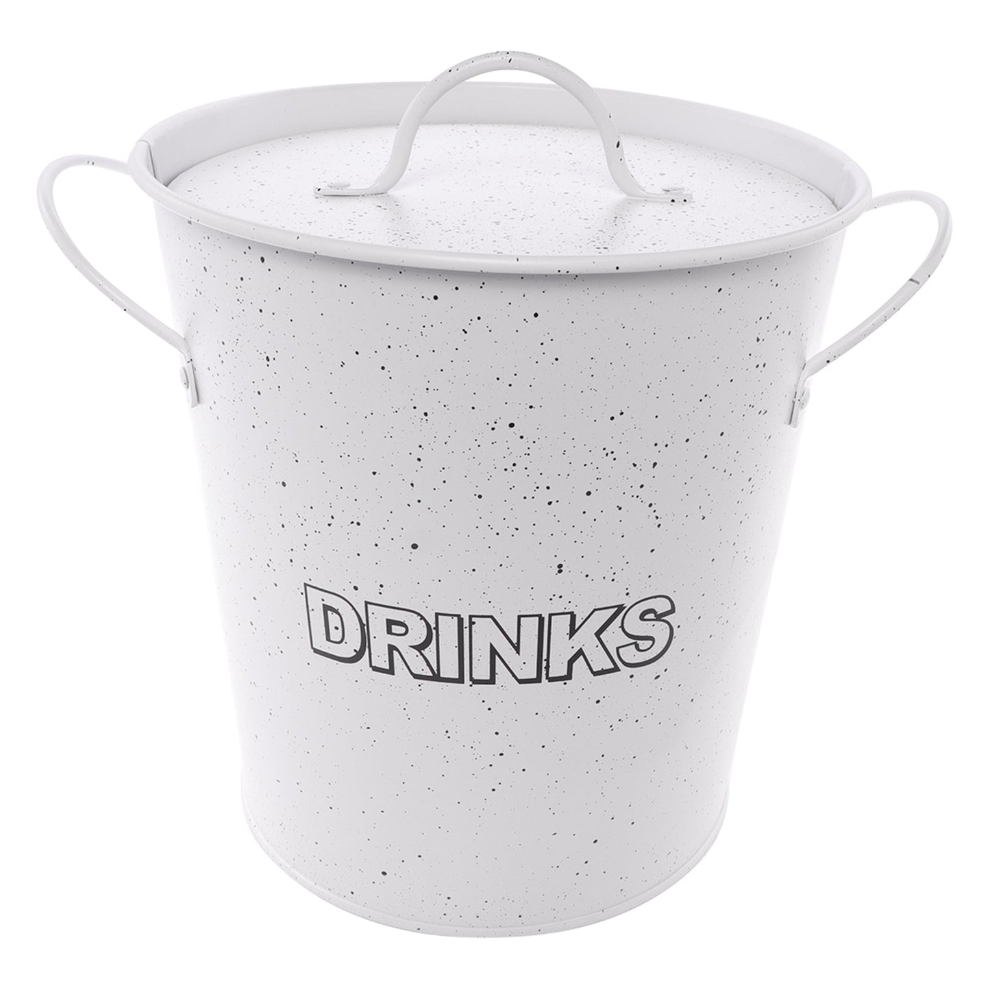 BAR BUTLER ICE BUCKET WITH HANDLES, PLASTIC LINER & LID WHITE & MOTTLED BLACK, 3LT