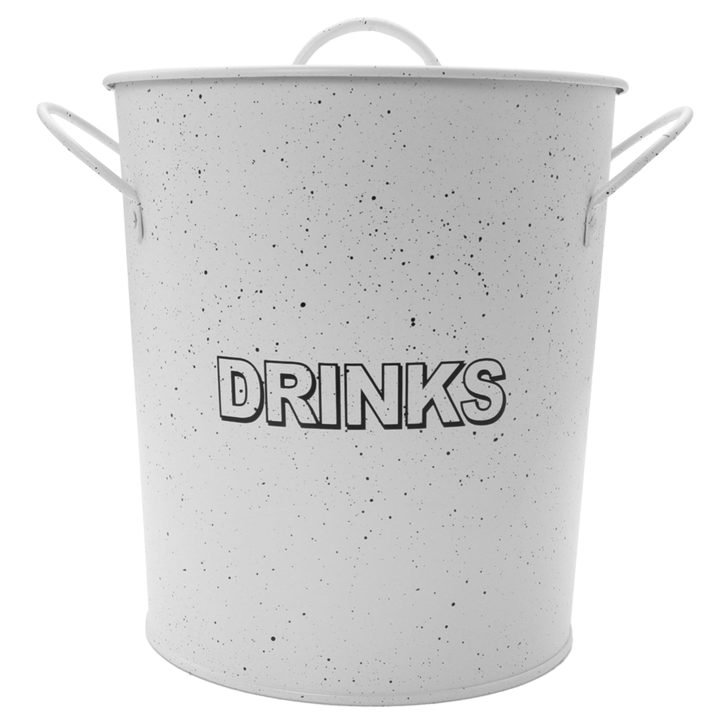 BAR BUTLER ICE BUCKET WITH HANDLES, PLASTIC LINER & LID WHITE & MOTTLED BLACK, 3LT