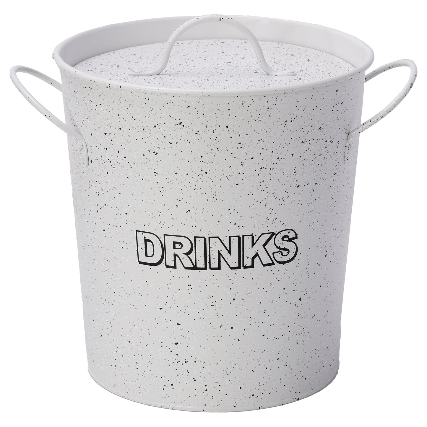 BAR BUTLER ICE BUCKET WITH HANDLES, PLASTIC LINER & LID WHITE & MOTTLED BLACK, 3LT