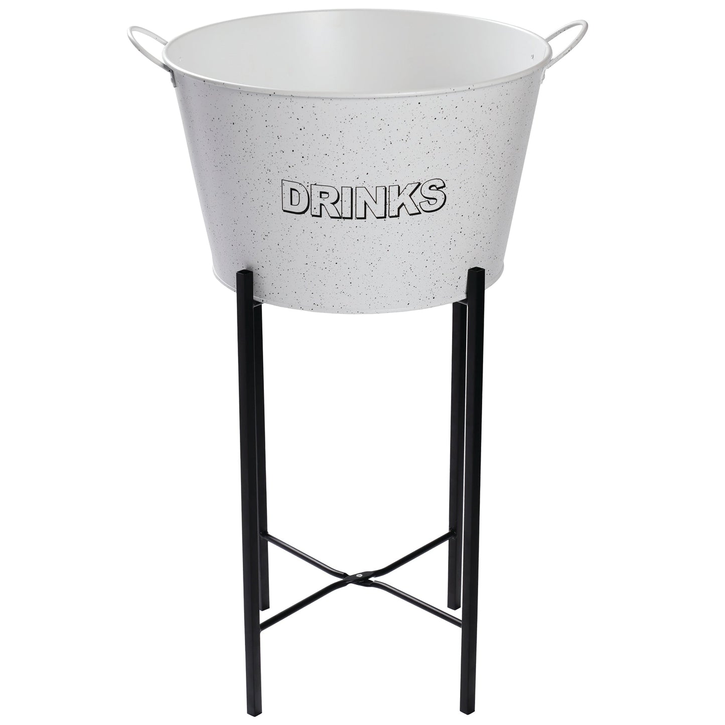 BAR BUTLER WINE BUCKET WITH HANDLES WHITE MOTTLED BLACK 18LT ON BLACK STAND