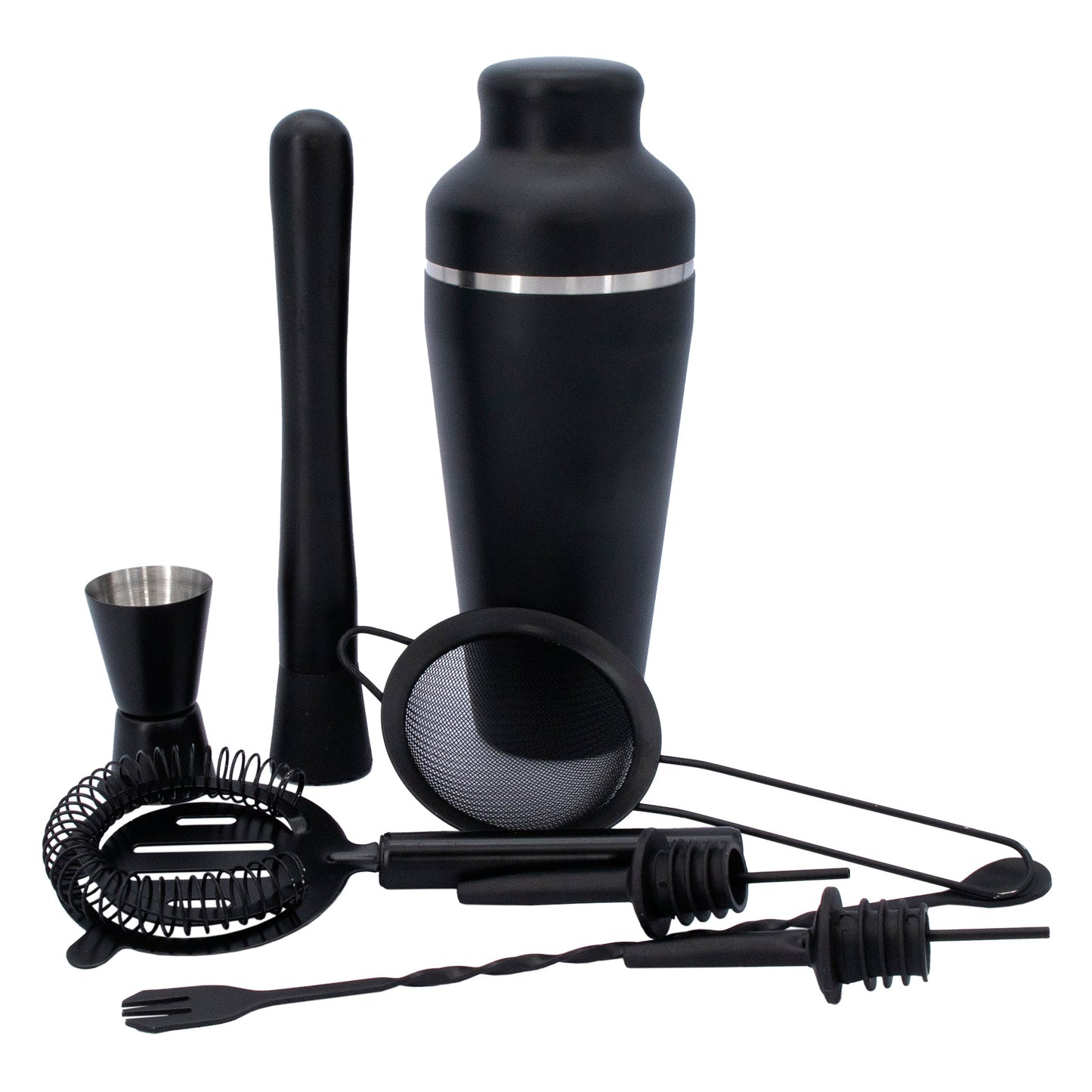 BAR BUTLER COCKTAIL BAR SHAKER 8 PIECE SET ST STEEL MATTE BLACK, 600ML