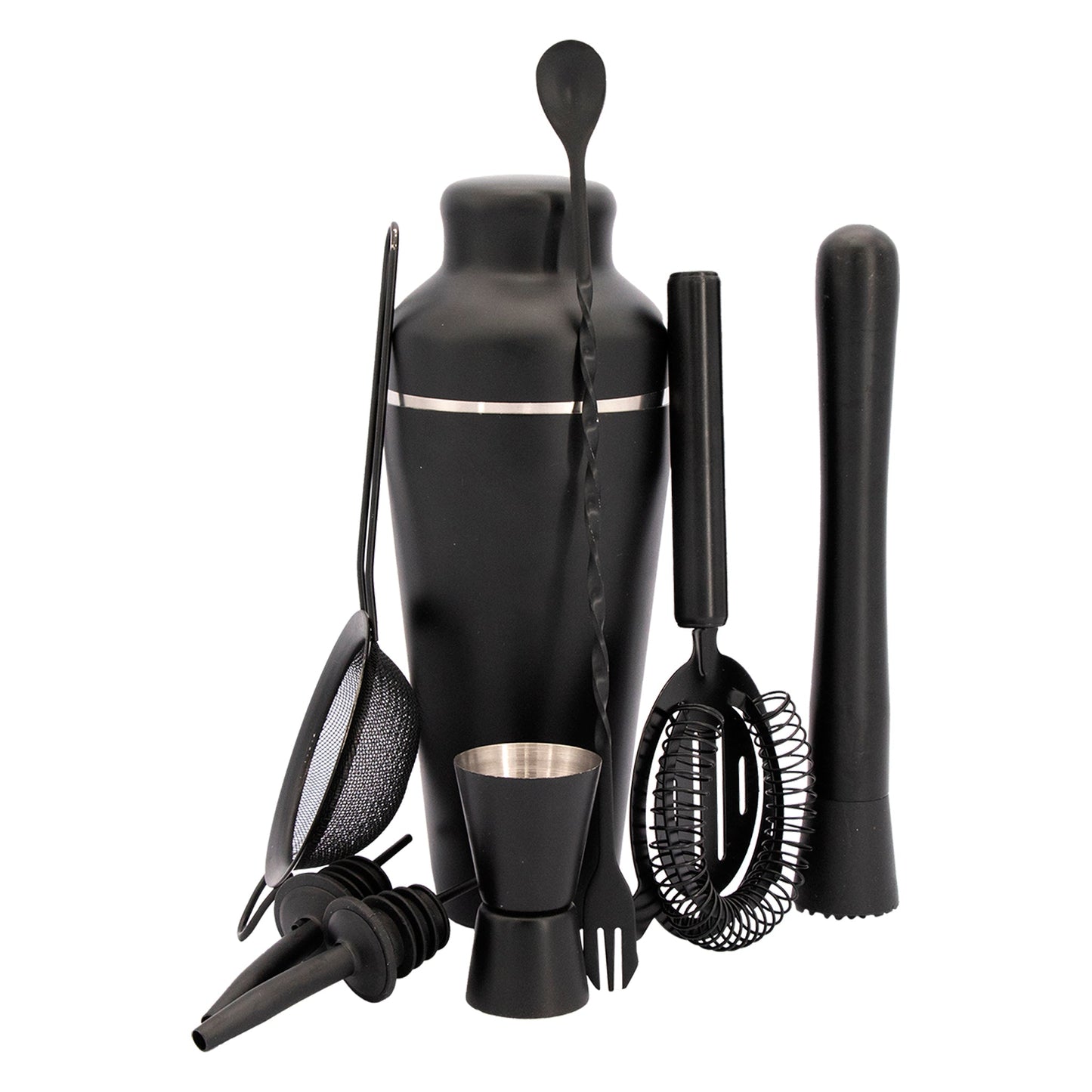 BAR BUTLER COCKTAIL BAR SHAKER 8 PIECE SET ST STEEL MATTE BLACK, 600ML
