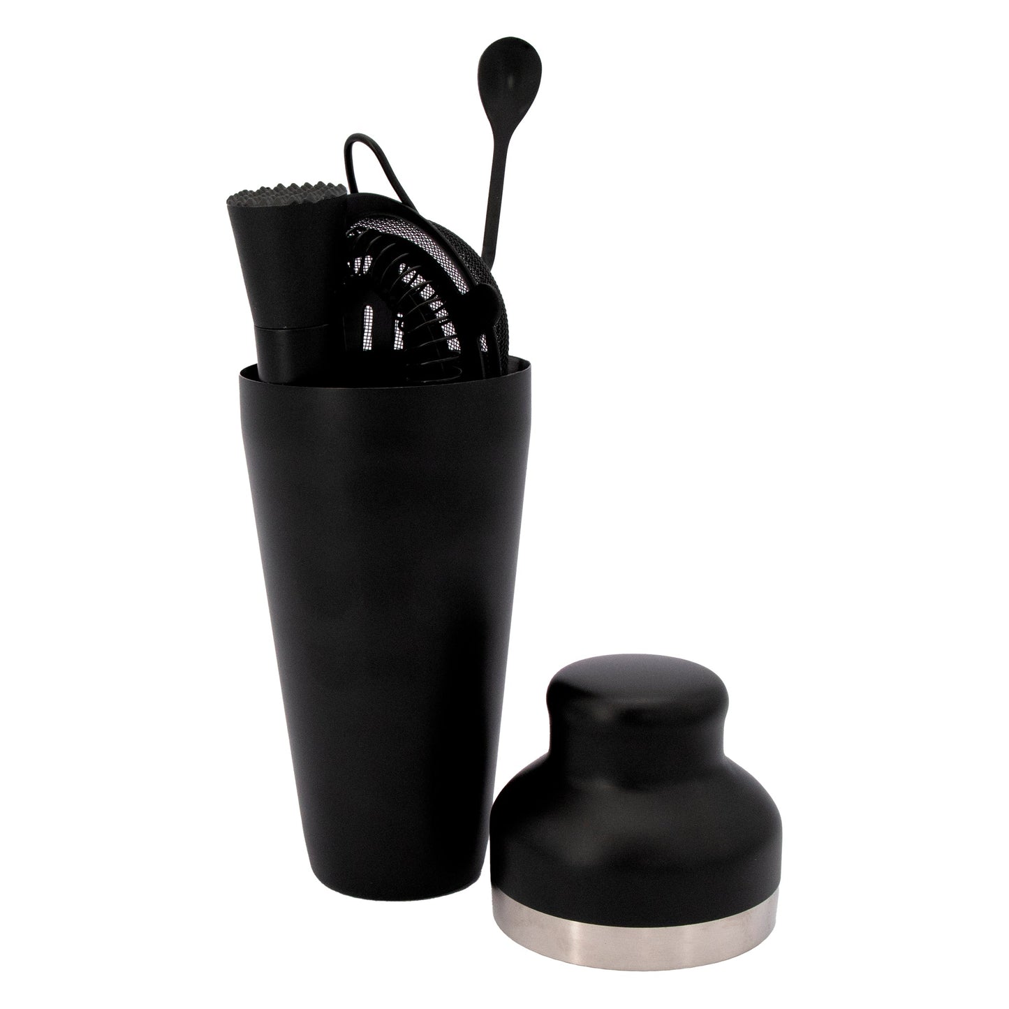 BAR BUTLER COCKTAIL BAR SHAKER 8 PIECE SET ST STEEL MATTE BLACK, 600ML
