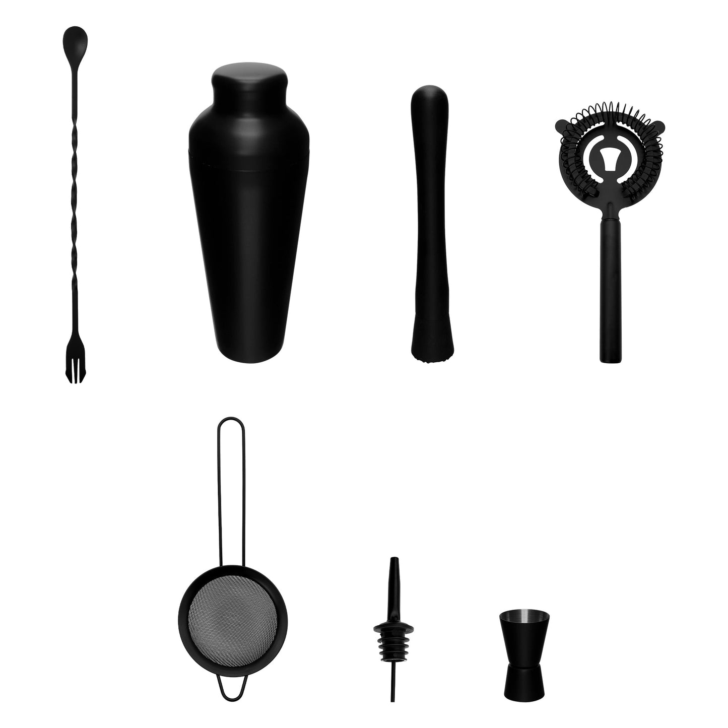 BAR BUTLER COCKTAIL BAR SHAKER 8 PIECE SET ST STEEL MATTE BLACK, 600ML