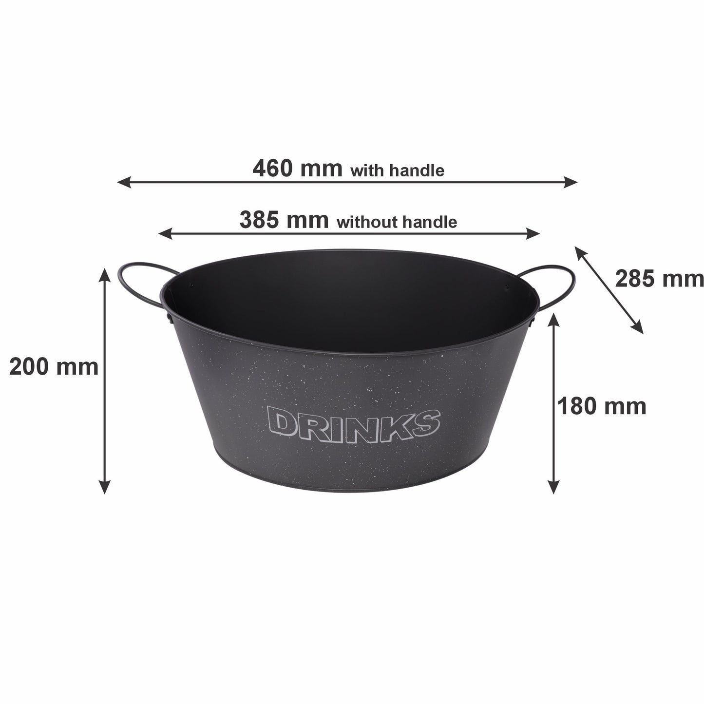 BAR BUTLER OVAL WINE TUB WITH HANDLES GREY AND MOTTLED WHITE, 13LT