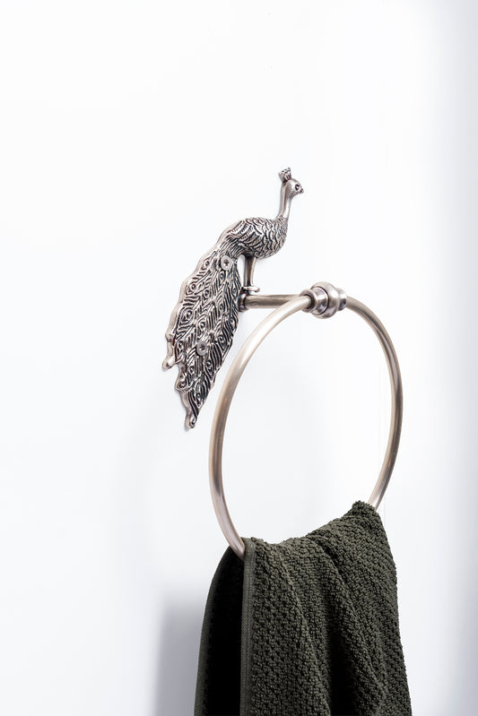 Towel Ring Peacock Antique Pewter – view 2