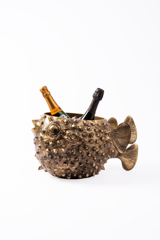 Blowie the Fish Wine Cooler Antique Brass – view 2