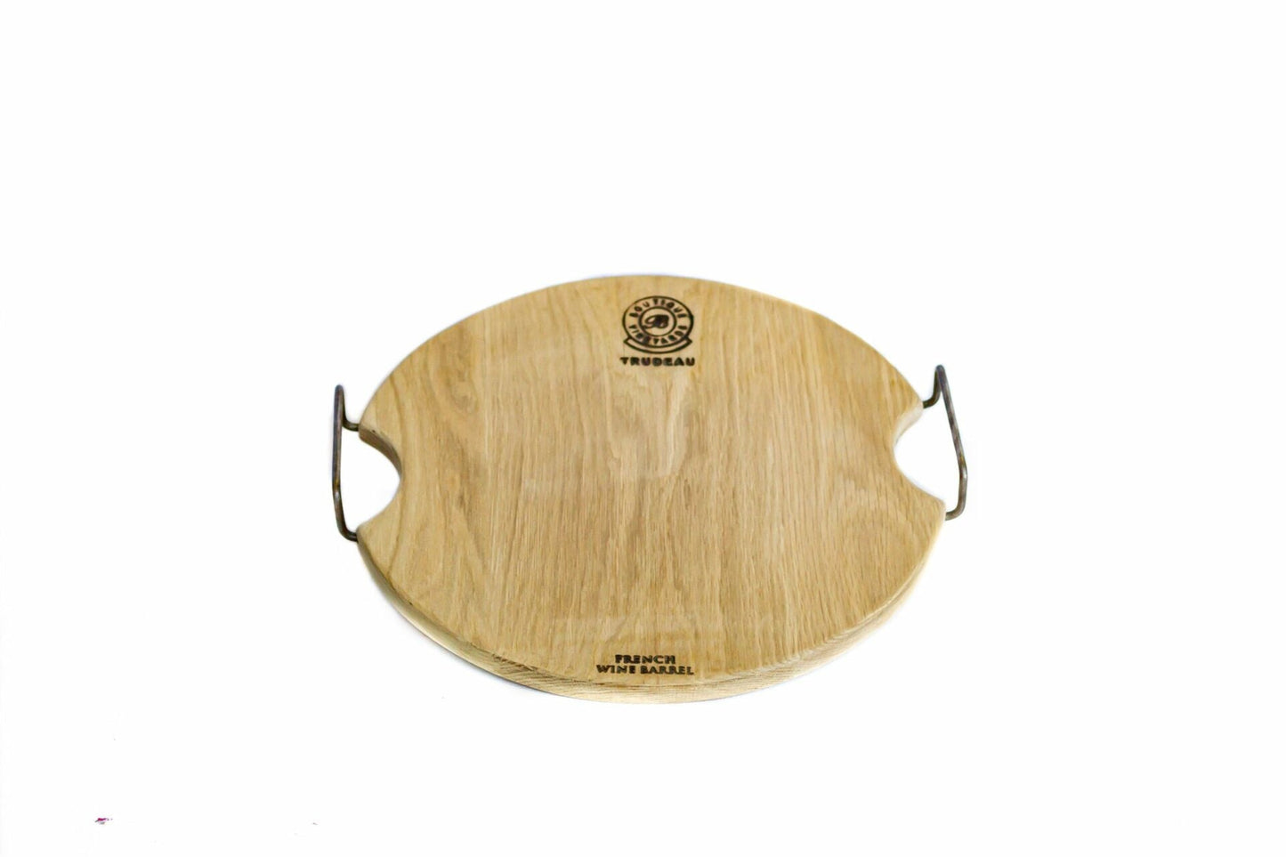 Small Round Oak Board with Metal Handles