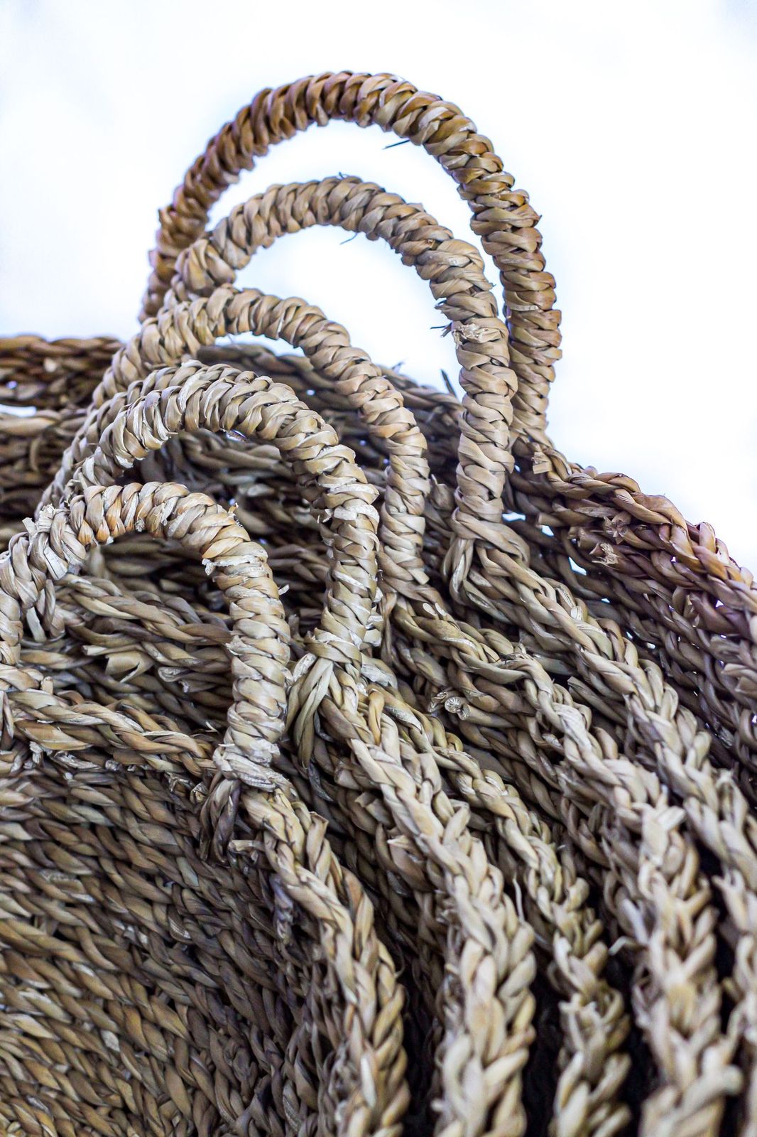 Large Round Seagrass Firewood Basket With Top Handles