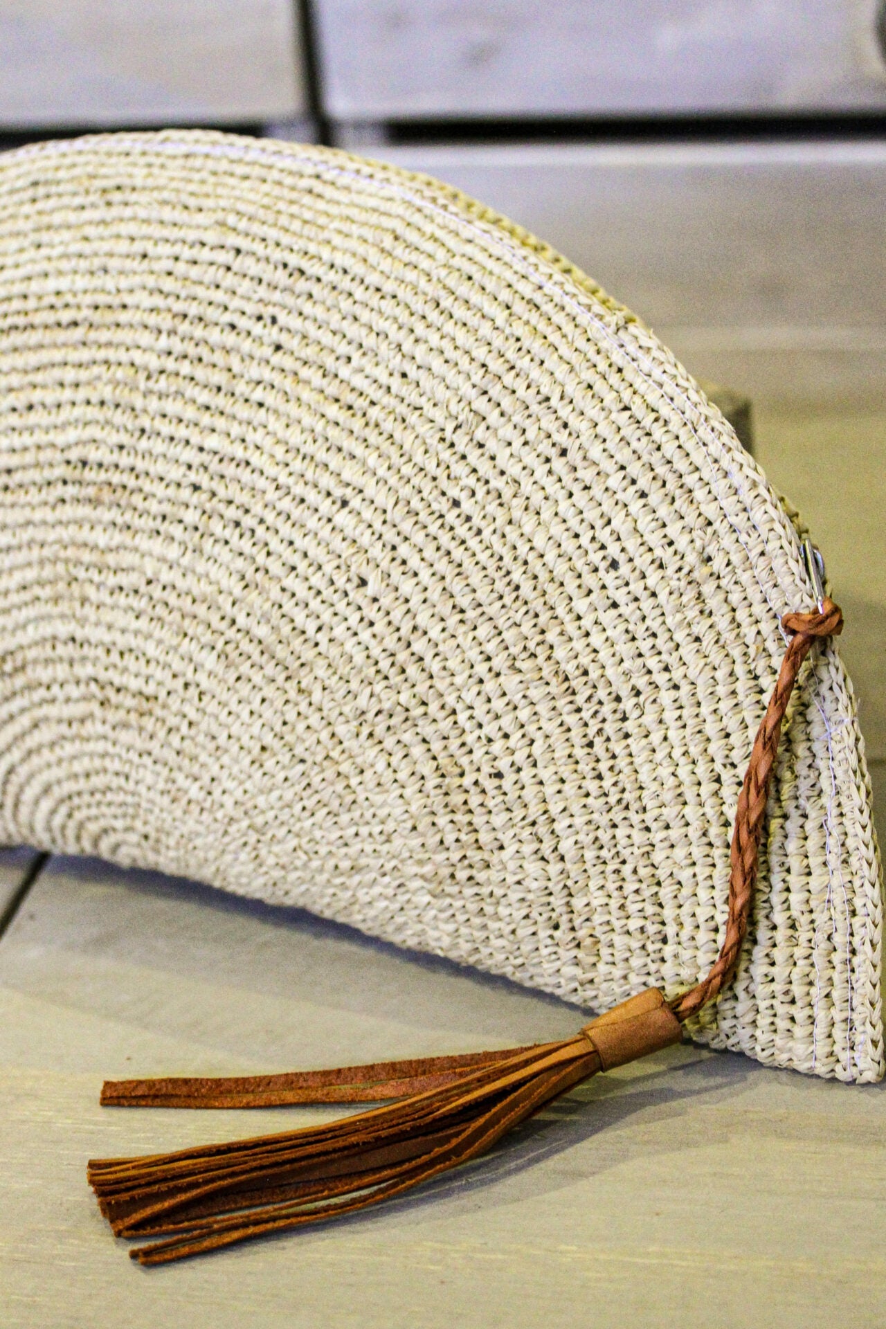 Neutral Half Moon Clutch Bag