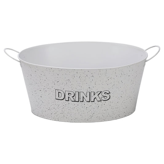 BAR BUTLER OVAL WINE TUB WITH HANDLES WHITE AND MOTTLED BLACK, 13 LT