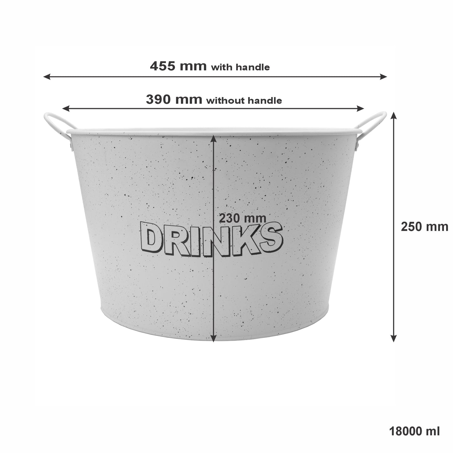 BAR BUTLER WINE BUCKET WITH HANDLES WHITE MOTTLED BLACK 18LT ON BLACK STAND