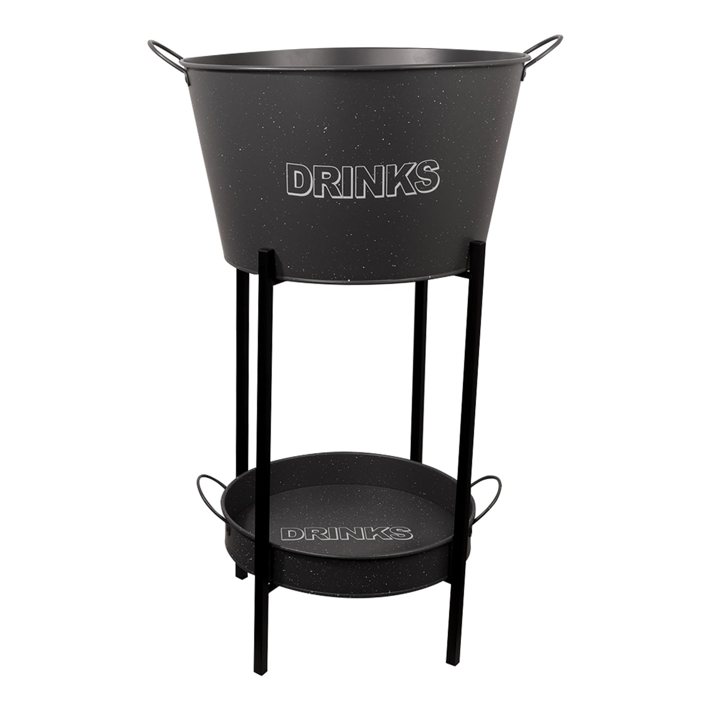 BAR BUTLER WINE BUCKET WITH HANDLES GREY AND MOTTLED WHITE 18LT ON BLACK STAND