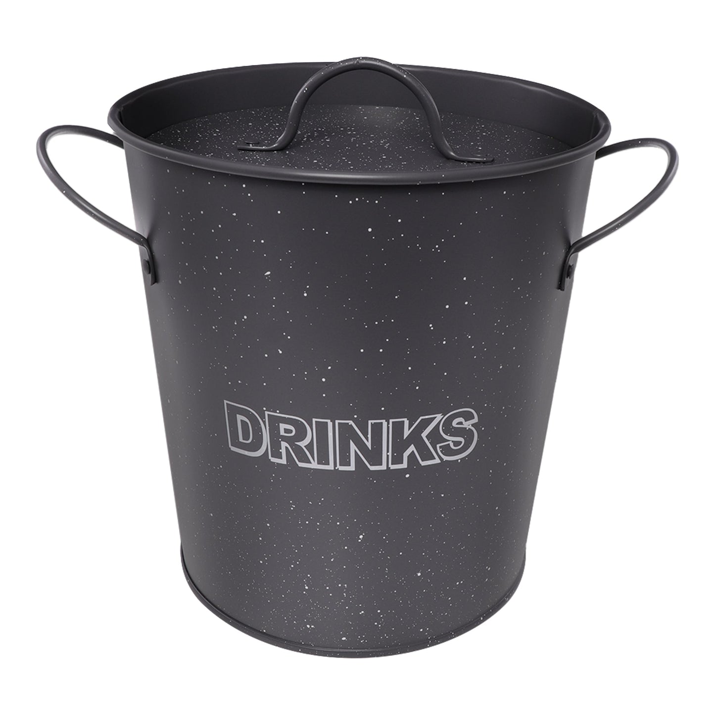 BAR BUTLER ICE BUCKET WITH HANDLES, PLASTIC LINER & LID GREY & MOTTLED WHITE, 3LT