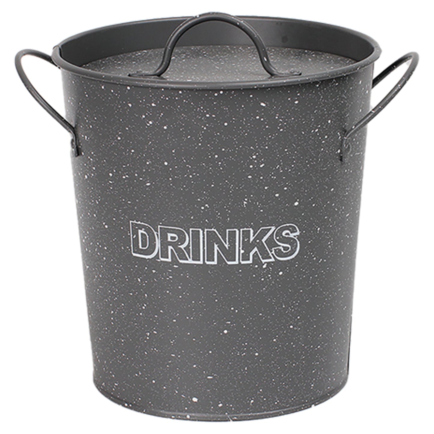 BAR BUTLER ICE BUCKET WITH HANDLES, PLASTIC LINER & LID GREY & MOTTLED WHITE, 3LT