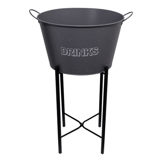 BAR BUTLER WINE BUCKET WITH HANDLES GREY AND MOTTLED WHITE 18LT ON BLACK STAND