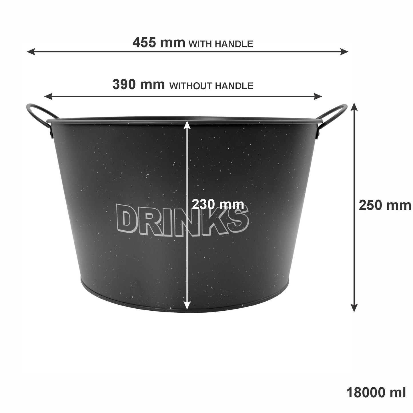 BAR BUTLER WINE BUCKET WITH HANDLES GREY AND MOTTLED WHITE 18LT ON BLACK STAND