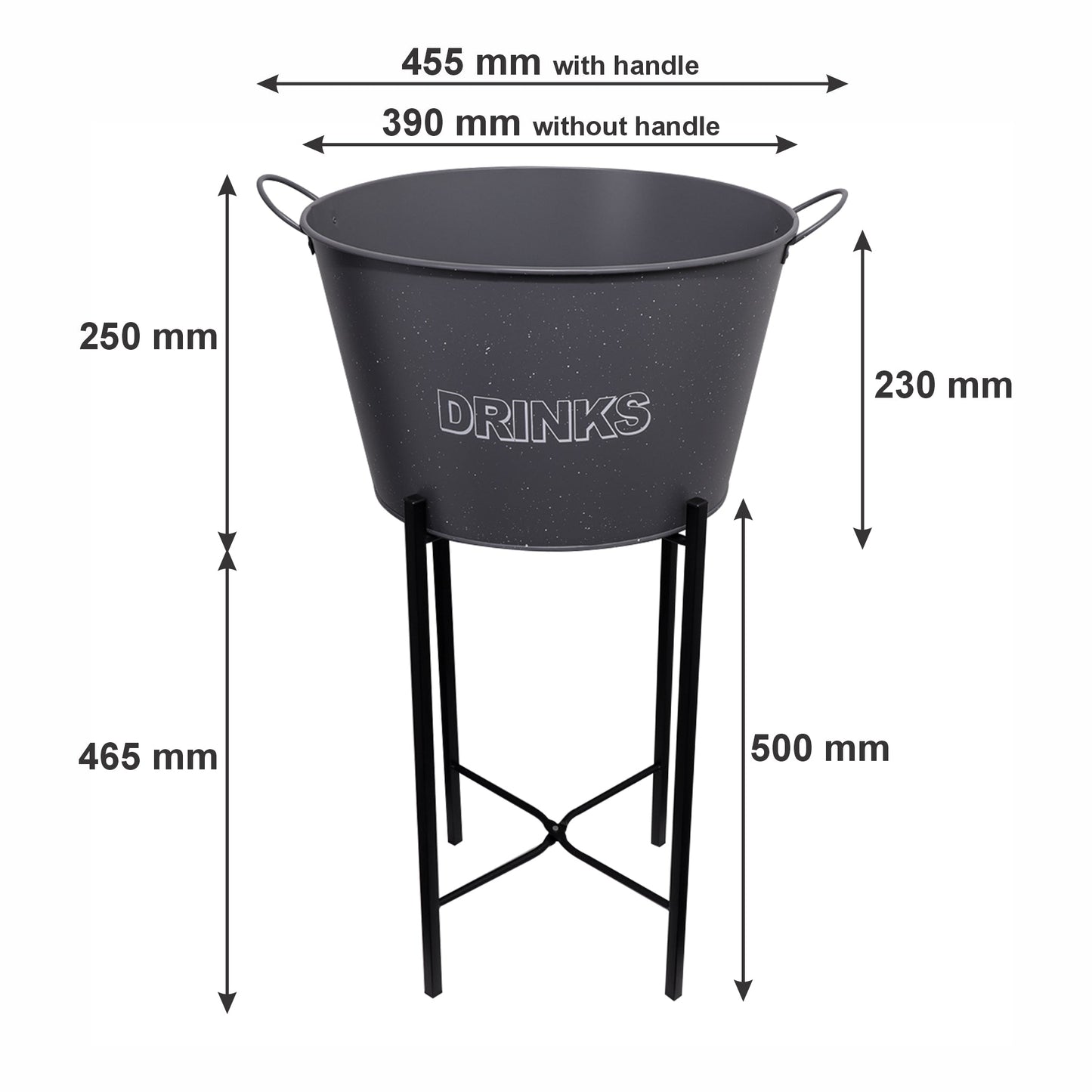 BAR BUTLER WINE BUCKET WITH HANDLES GREY AND MOTTLED WHITE 18LT ON BLACK STAND