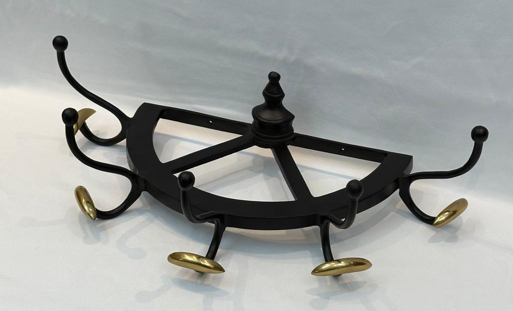 HOOK MULTI WALL MATT BLACK & BRASS (73-323-65-AB)