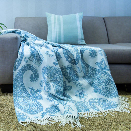 Bella Vita Paisley Provincial Blue Blanket
