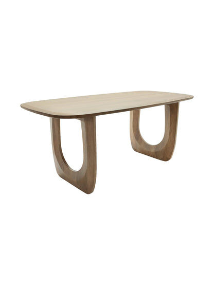 Modern wooden dining table with unique U-shaped legs