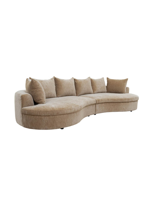 Beige curved sectional sofa 