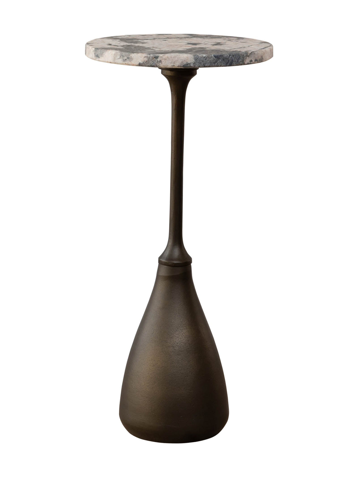 Small round table with marble top and bronze base