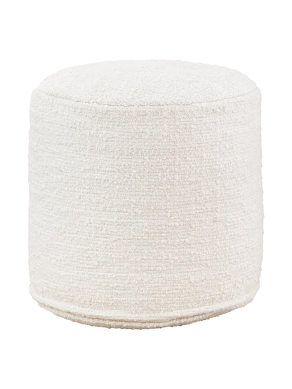 White woven cylindrical ottoman that can be used indoor and outdoor