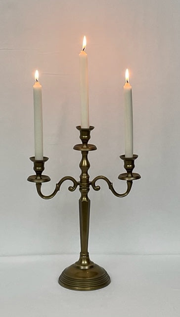 CANDELABRA 3 ARM LARGE ANTIQUE BRASS (ST-121)