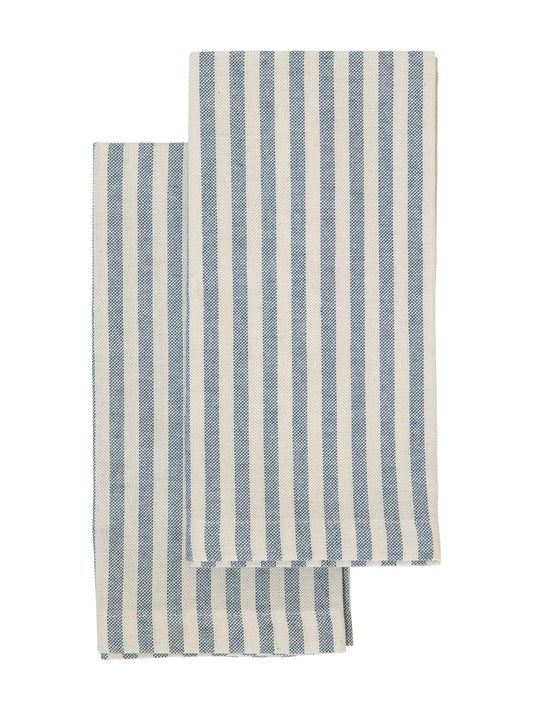 Two blue and white striped napkins