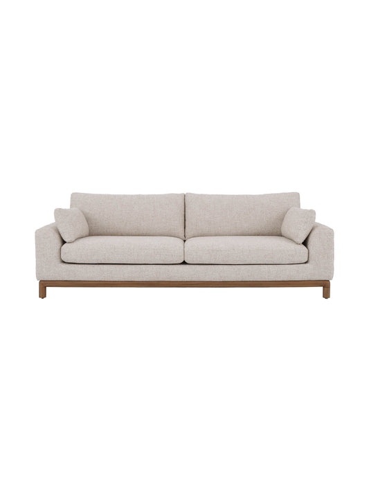 Beige sofa with wooden legs