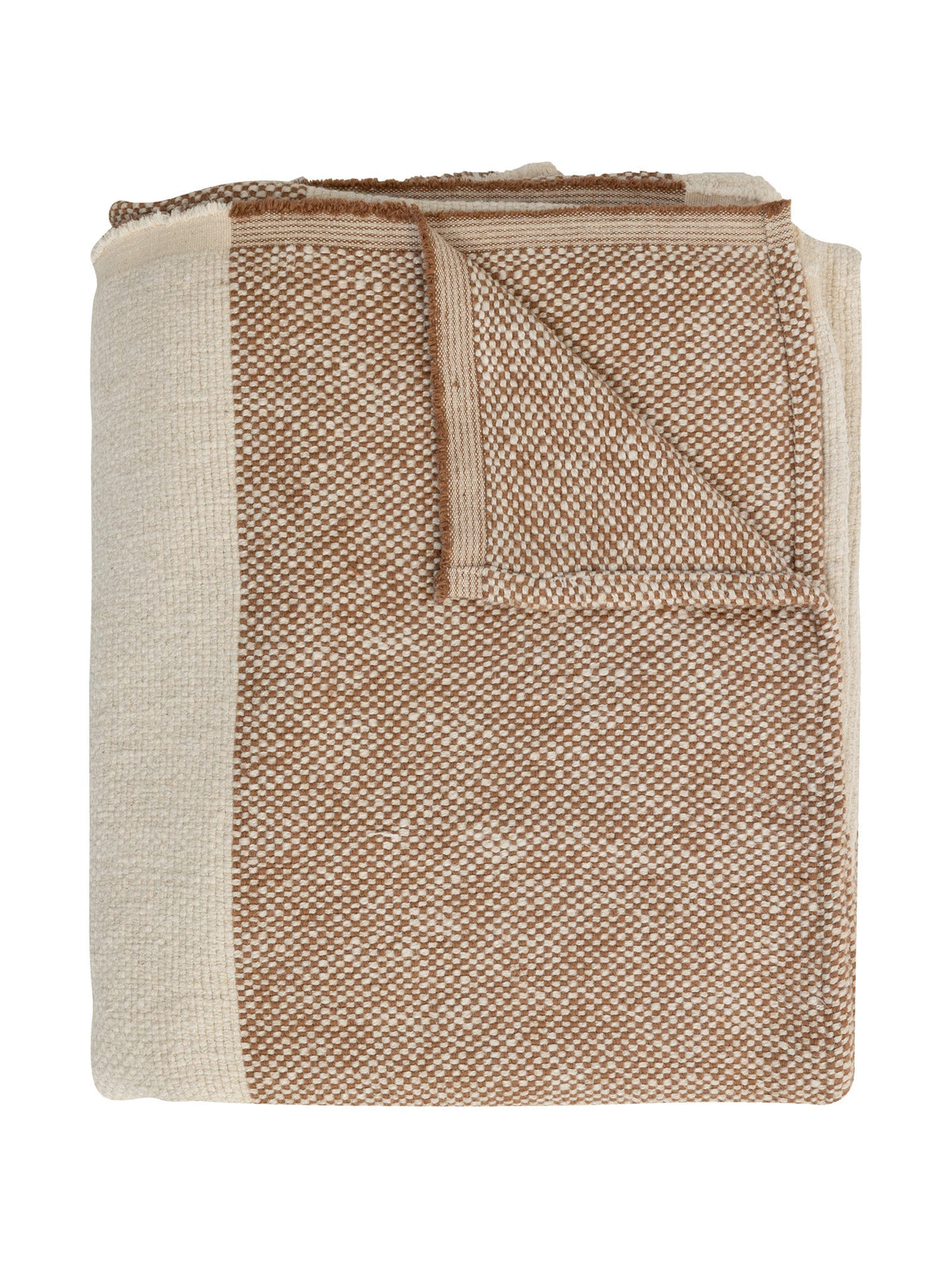 Textured rust and beige striped throw