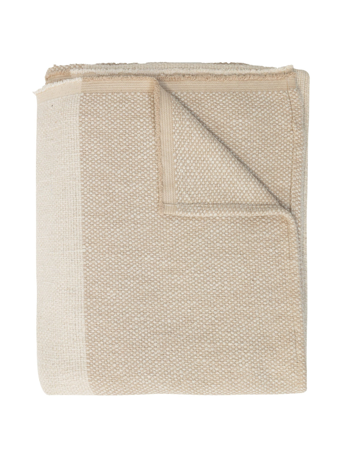 Textured beige and white striped throw