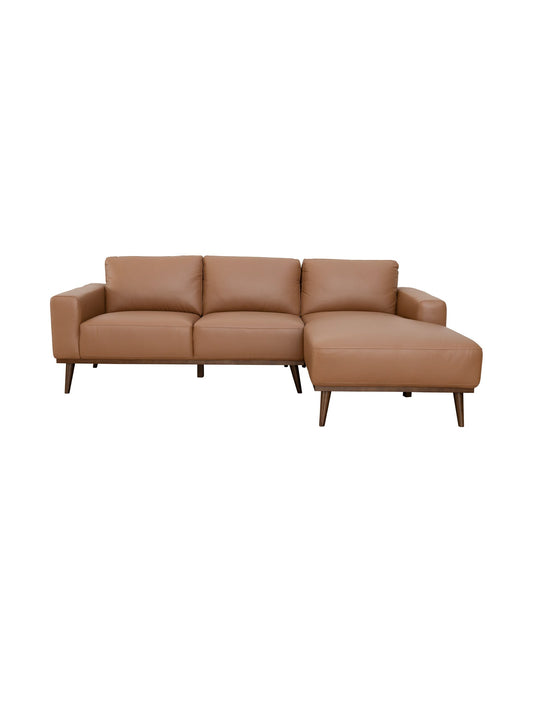 Brown leather sectional sofa 