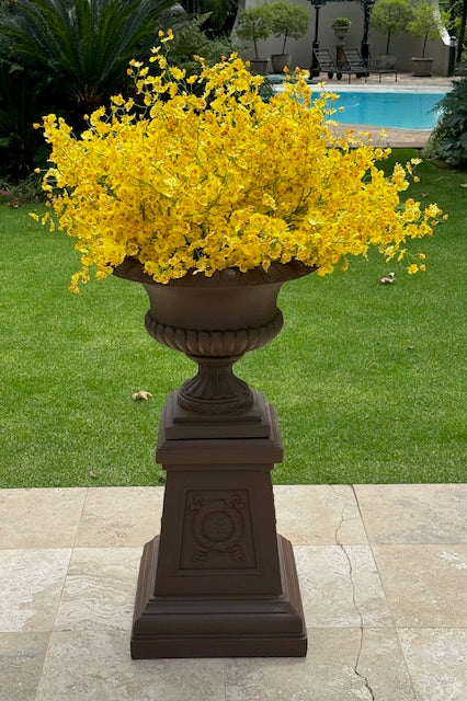 FLOWER POT WITH BASE CHOCOLATE BROWN (YA0099-1)