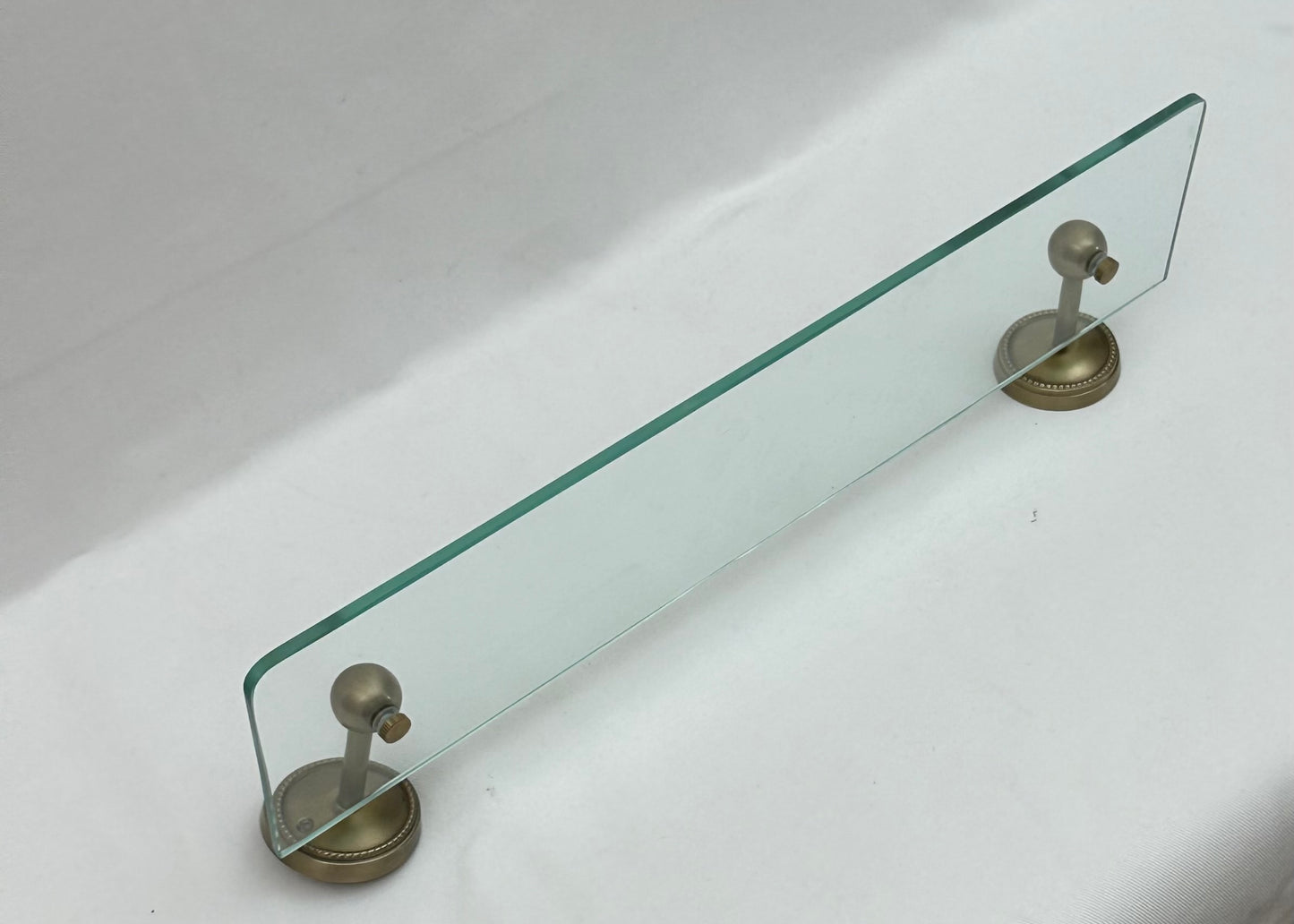 GLASS SHELF BEADED ROUND ANTIQUE BRASS NEW (24929)