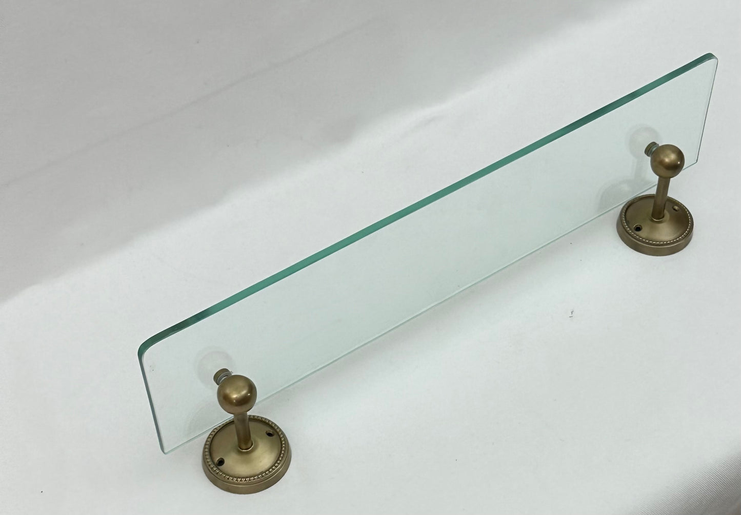 GLASS SHELF BEADED ROUND ANTIQUE BRASS NEW (24929)