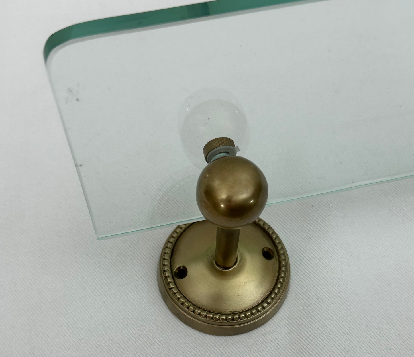 GLASS SHELF BEADED ROUND ANTIQUE BRASS NEW (24929)