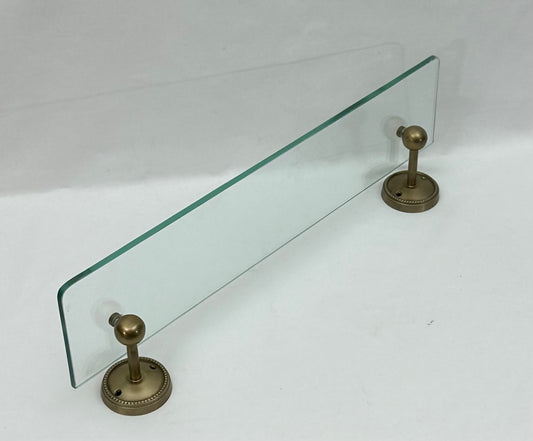 GLASS SHELF BEADED ROUND ANTIQUE BRASS NEW (24929)