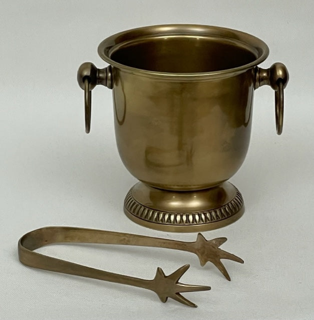 ICE BUCKET MINI WITH TONGS ANTIQUE BRASS (975158/AB)