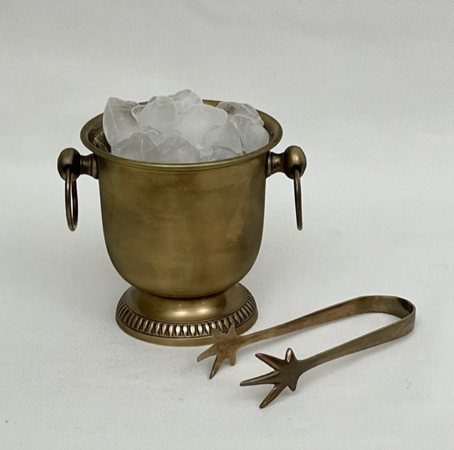 ICE BUCKET MINI WITH TONGS ANTIQUE BRASS (975158/AB)