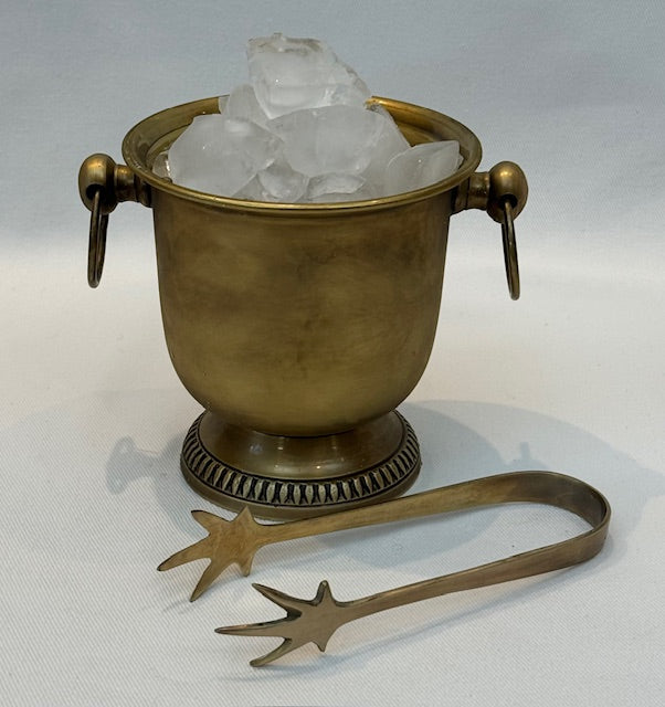 ICE BUCKET MINI WITH TONGS ANTIQUE BRASS (975158/AB)