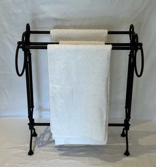 FREE STANDING TOWEL STAND INCLUDING TOWEL RINGS MATT BLACK (23648)